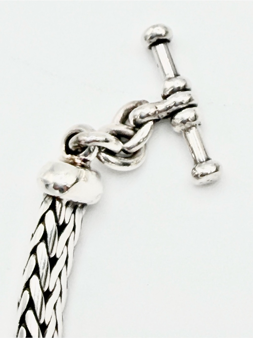 Vintage Heavy Unisex Sterling Silver Thick Python Link Toggle Clasp Bracelet - Picture 12 of 16